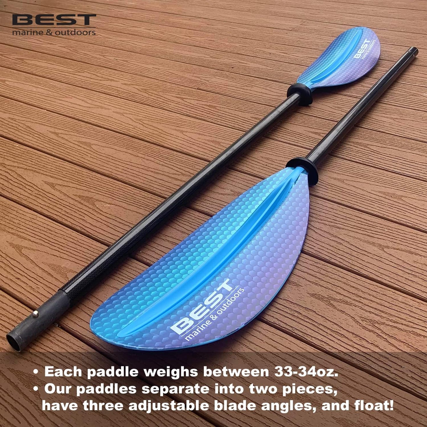 Carbon Fiber Kayak Paddle for Adults – Lightweight 2-Piece Paddle with Fiberglass Reinforced Blades, Adjustable Feather Angles, Floating Design, 220Cm 234Cm 250Cm