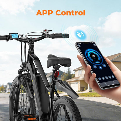 Electric Bike, 1000W/750W Peak Powerful Motor, 70/55 Miles Range & 20MPH Speed, 26'' Tires, APP Control Ebikes, Shock Absorber, Commuting Electric Bike for Adults