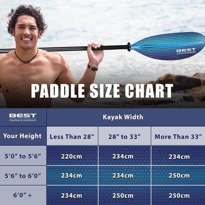 Carbon Fiber Kayak Paddle for Adults – Lightweight 2-Piece Paddle with Fiberglass Reinforced Blades, Adjustable Feather Angles, Floating Design, 220Cm 234Cm 250Cm