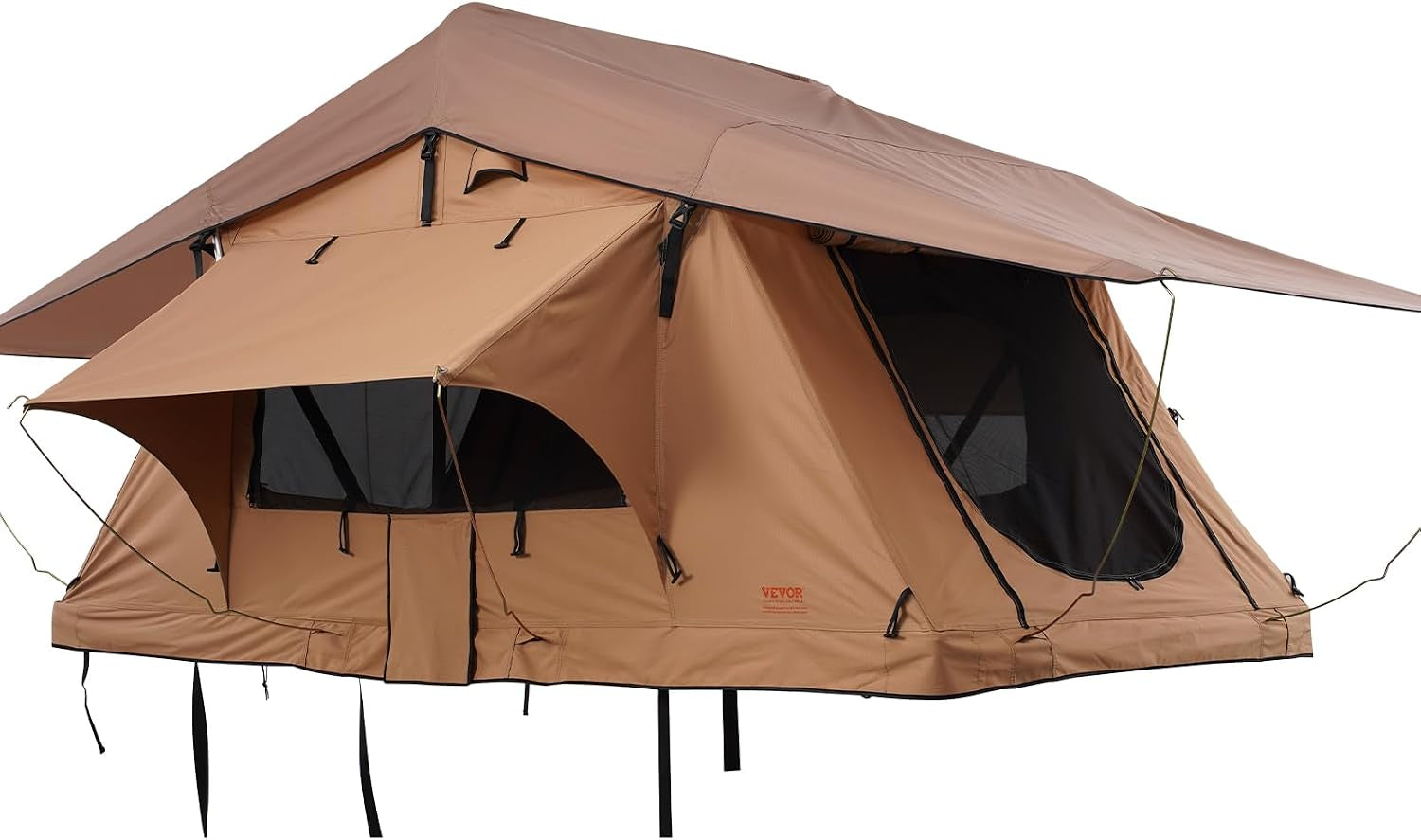 Rooftop Tent Hard Shell, 2-3 Person Roof Top Tent for Car SUV Truck Jeep Van Camping with Telescopic Ladder, Thick Mattress & LED Light