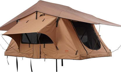 Rooftop Tent Hard Shell, 2-3 Person Roof Top Tent for Car SUV Truck Jeep Van Camping with Telescopic Ladder, Thick Mattress & LED Light
