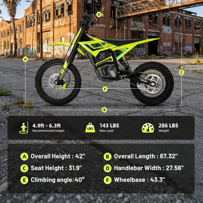 Electric Dirt Bike with Mid-Drive Motor 3840/5600W Peak,Electric Motorcycle 48V/60V 23.4Ah/27Ah Battery,Ul Certified Off-Road Motorcycle for Teens & Adults, Hydraulic Brakes & Dual Shock