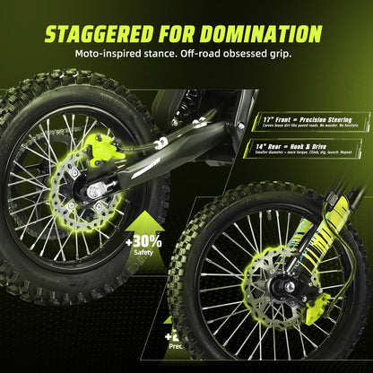 Electric Dirt Bike with Mid-Drive Motor 3840/5600W Peak,Electric Motorcycle 48V/60V 23.4Ah/27Ah Battery,Ul Certified Off-Road Motorcycle for Teens & Adults, Hydraulic Brakes & Dual Shock