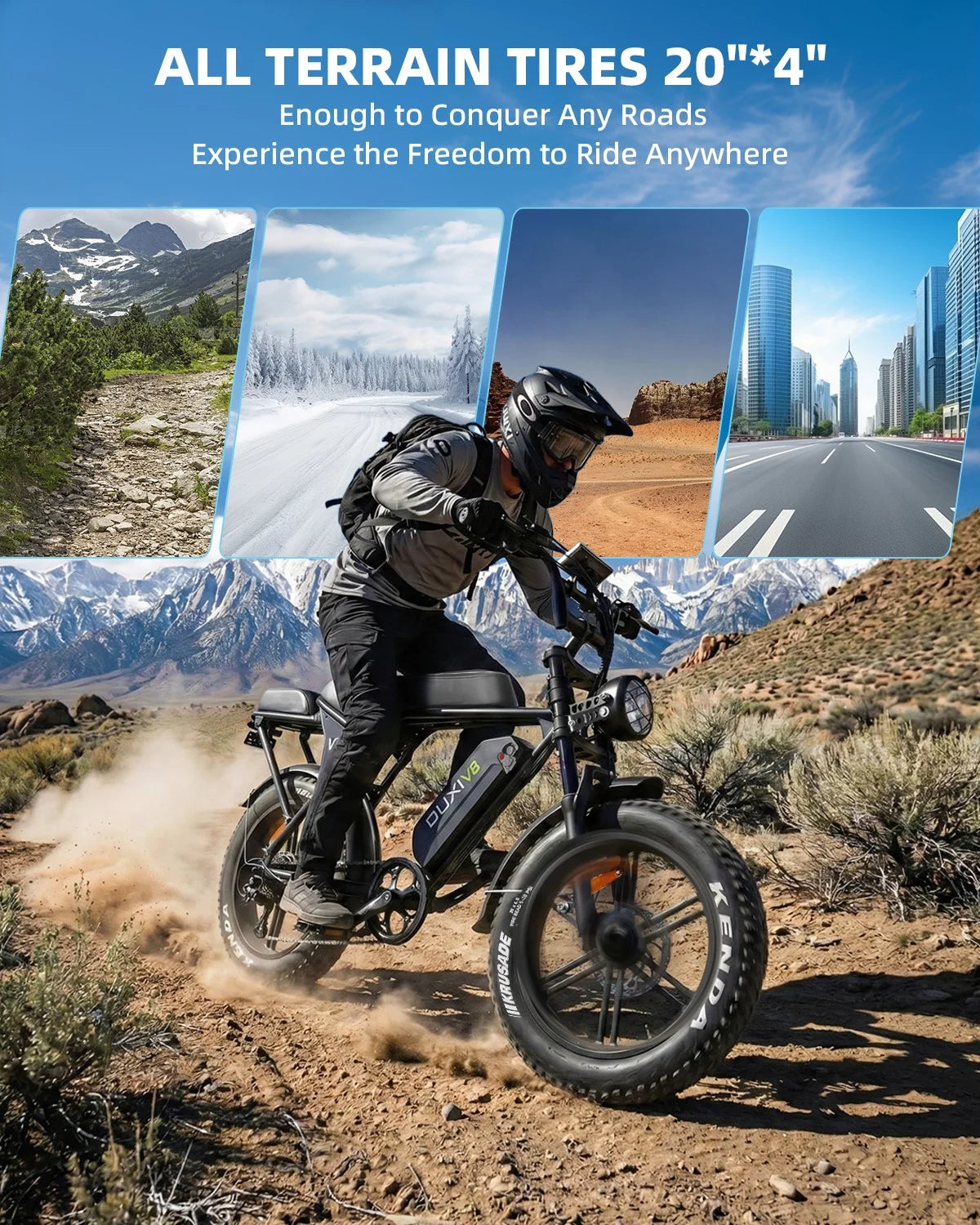 Ride the Adventure: V8 20" Fat Tire Electric Mountain Bike with 750W Power & Long-Lasting 48V Battery!