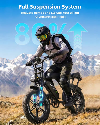 Ride the Adventure: V8 20" Fat Tire Electric Mountain Bike with 750W Power & Long-Lasting 48V Battery!