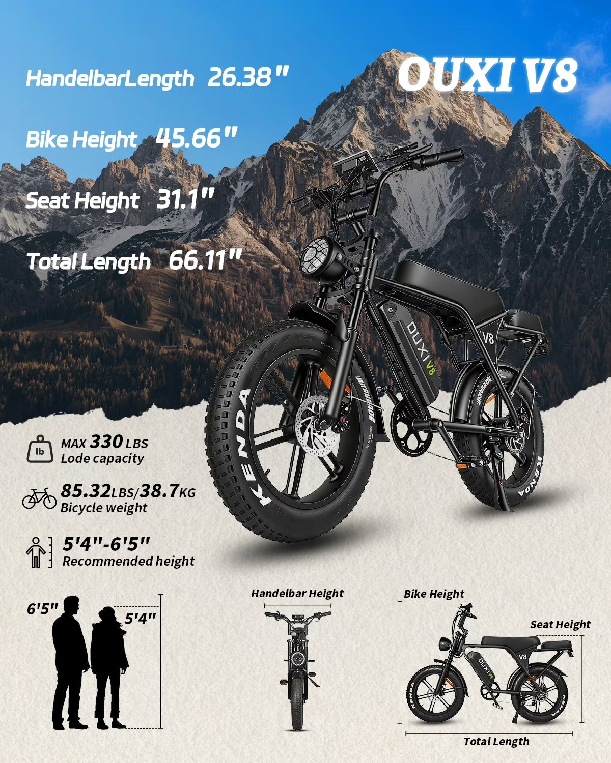 Ride the Adventure: V8 20" Fat Tire Electric Mountain Bike with 750W Power & Long-Lasting 48V Battery!