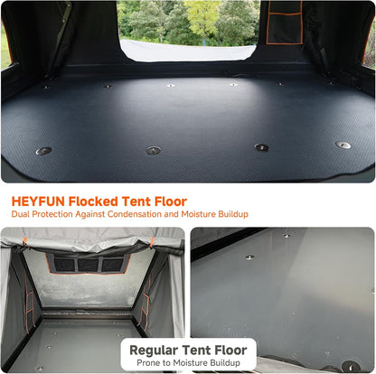Pioneer Pro Rooftop Tent Hard Shell with 4-Sided Windows, Side Awning&Led Light Strip, 2-3 Person Roof Top Tent for 4 Season Camping, Aluminum Pop up Roof Tent for Truck Jeep SUV Van Trailer